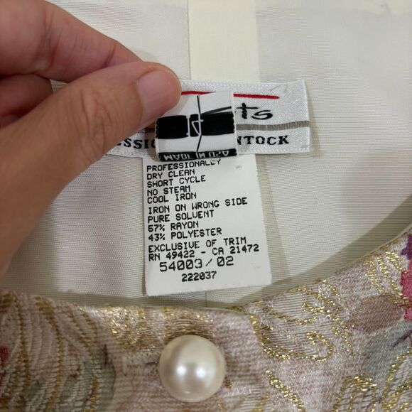 Vintage Talbots Jessica McClintock Floral Lace Jacket 14 Pearl Jacquard Lace 80s - Picture 9 of 13